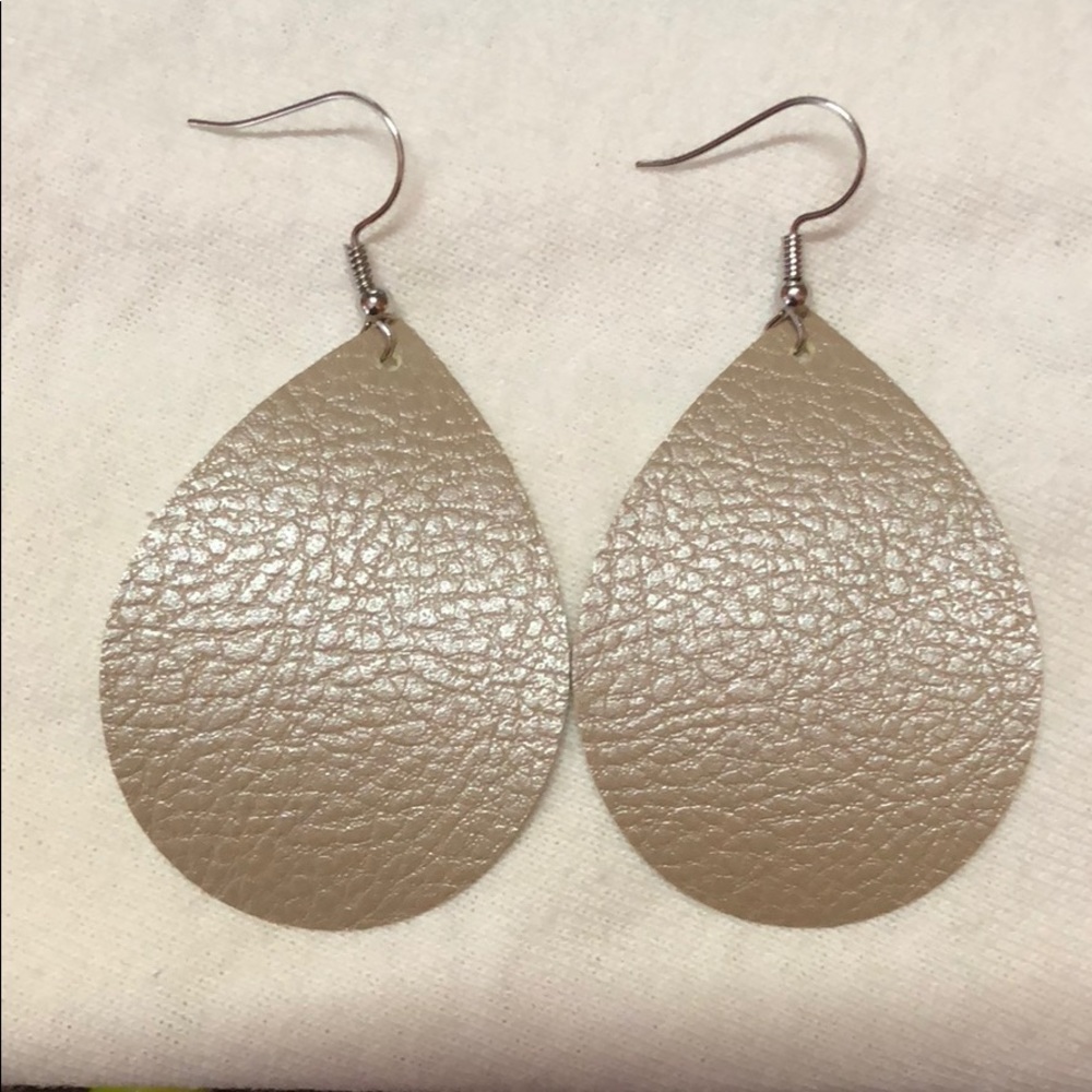 Faux taupe leather earrings